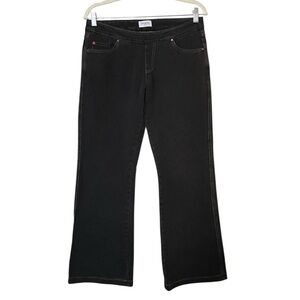 “Pajama Jeans” Black Flare Bootcut Pull On Waist Medium Petite Stretchy